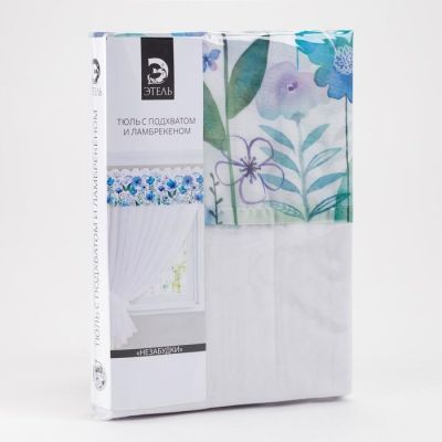 Тюль с подхватом и ламбрекеном Этель "Незабудки" 250х200см, 100% п/э