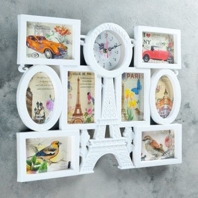 Часы настенные, серия: Фото, "Азалия", 8 фот-к(10*15, 15*10), 55х42 см, микс