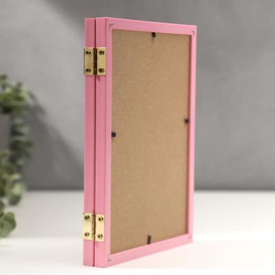 Фоторамка пластик 15х21 двойная, розовый