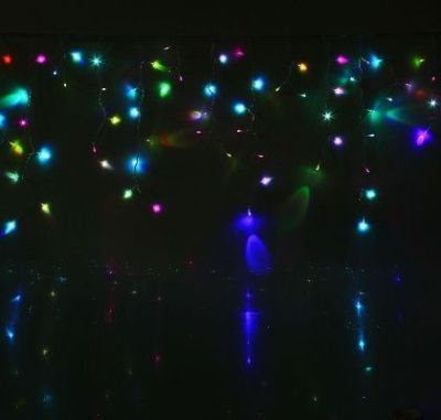 Гирлянда уличная УМС "Бахрома" (Ш:3 м, В:0,6 м, нить силикон, оттенки всех цветов радуги)