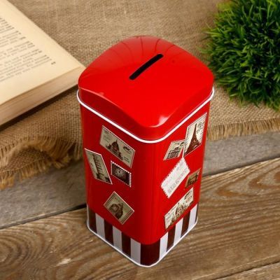 Копилка металл "Почтовые марки" 16х7х7 см