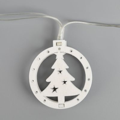 Гирлянда «Нить» 2 м с насадками «Ёлка», IP20, прозрачная нить, 10 LED, свечение тёплое белое, AAх2