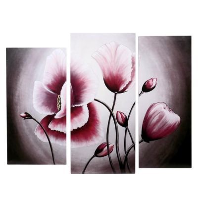 Картина модульная на подрамнике  "Розовые маки" 38*75 см, 41,5*90 см, 34*85см    115х90 см