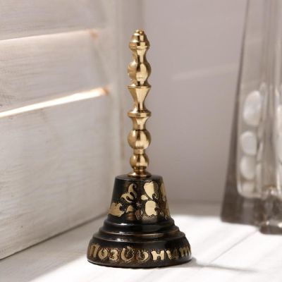 Колокольчик Валдайский "Позвонок №3. Позвоните родителям", гравированный, с длинной ручкой,