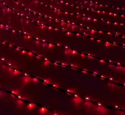 Гирлянда "Дождь" уличная (Ш:2 м, В:1,5 м, нить темная, красный)