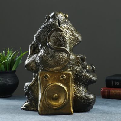 Копилка "Обезьяны: всё слышу, всё вижу, всё скажу" бронза 30см