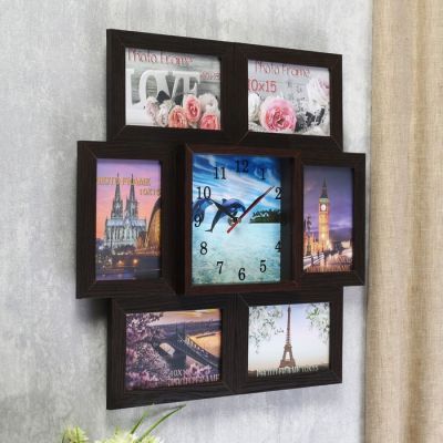 Часы-фоторамка "Дельфины" на 6 фото 10х15 см