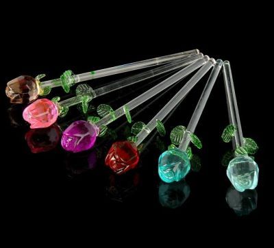 Сувенир "Роза красная" стеклянная (высота 30 см)