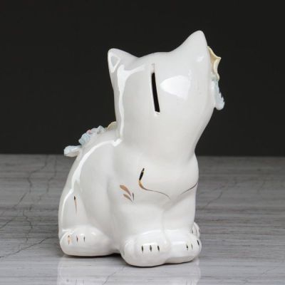 Копилка "Котик Яша", покрытие глазурь, белая, 13 см, микс