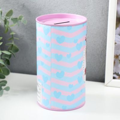 Копилка металл "Совята и сердечки" МИКС 15х8,5х8,5 см