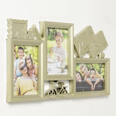 Фоторамка пластик на 3 фото 10х15 см "Письма" золото 23х42 см