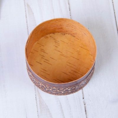Шкатулка «Жар-птица», 8,5×8,5×4,5 см, береста