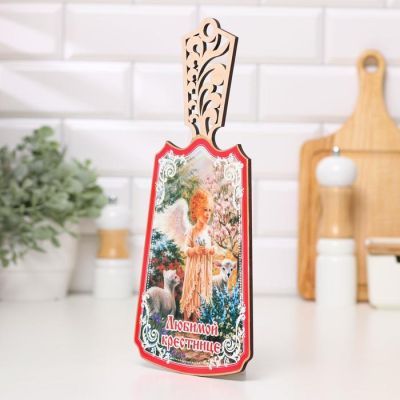 Доска разделочная "Любимой крестнице!", дерево, лакированная, 17,5х37 см