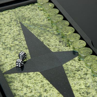 Нарды, с двухсторонней флорентийской мозаикой,  45х52х3 см, змеевик