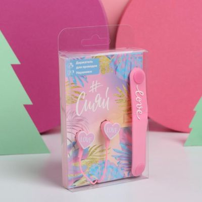 Набор держатель для проводов и вакуумные наушники «Сияй», 12,5 х 8,5 см