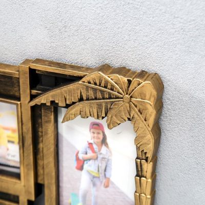 Фоторамка пластик на 9 фото 10х10, 10х15 см "Домик у моря" тёмное золото 36,5х67х2 см