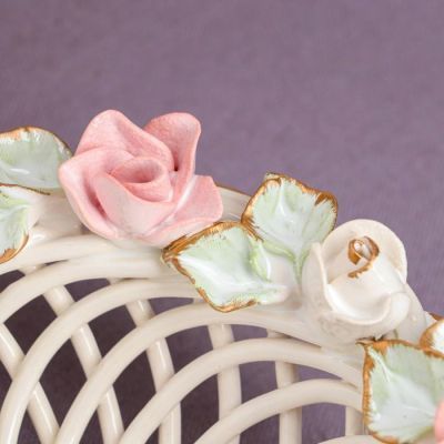 Конфетница "Василиса", белая, лепка, плетение, 9 см, микс