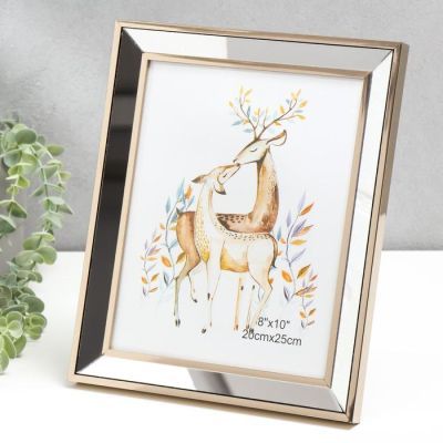 Фоторамка пластик 20х25 см "Зеркало с обводкой под бронзу" 30х25,3 см