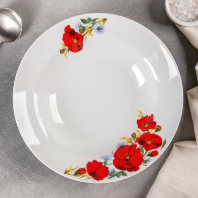 Тарелка глубокая «Маки красные», 500 мл, d=24 см