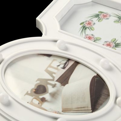 Фоторамка на 3 фото 10х15 см свет 6 диодов "Дом" белая 27х41 см