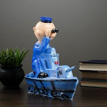 Копилка "Морячок на катере" 30х17х27см