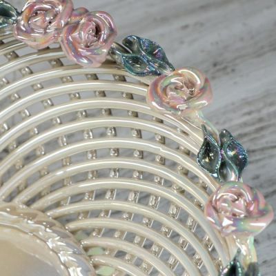 Конфетница "Плетенка", круглая, с лепкой, разноцветная, керамика, 11.5 см