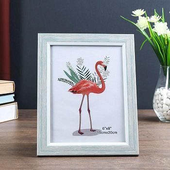 Фоторамка пластик 15х20 см "Адель" белая с голубым 23,5х18,7 см