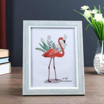 Фоторамка пластик 15х20 см "Адель" белая с голубым 23,5х18,7 см