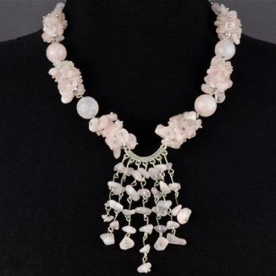 Колье Кварц Розовый  "Рассвет" арт.П3465