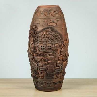 Ваза настольная "Деревня", лепка, 37 см, микс