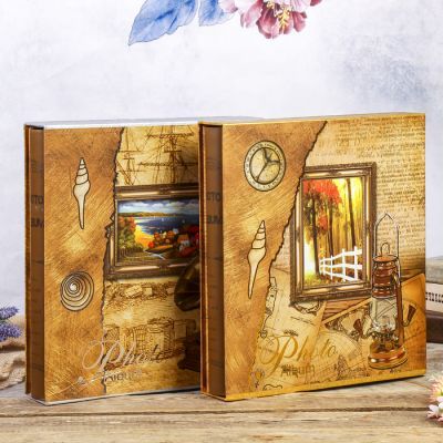 Фотоальбом на 300 фото 10х15 см "Кругосветка" золот.обводка в коробке МИКС 34,5х31,5х6 см