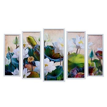 Картина модульная "Кувшинки" 23*59 - 1шт., 20*53 - 2шт., 17*47 - 2шт., 60х100 см
