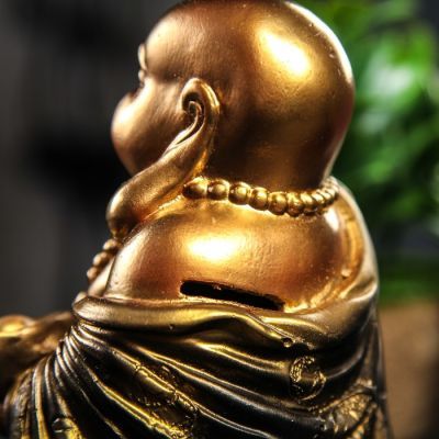 Копилка "Хотэй с мешком", глянец, бронзовый цвет, 20 см, микс