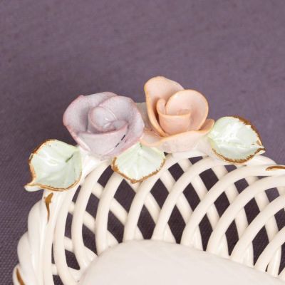 Конфетница "Боярочка", белая, лепка, плетение, 7 см, микс