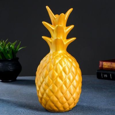 Копилка "Ананас" золото глянец 25х11х11см