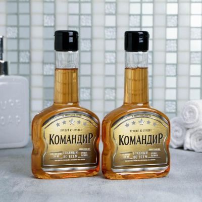 Набор "Командир" гель для душа коньяк, шампунь коньяк