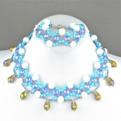 Комплект Кахолонг, прес.Бирюза, хрусталь "Атлантида" арт.КАП-990