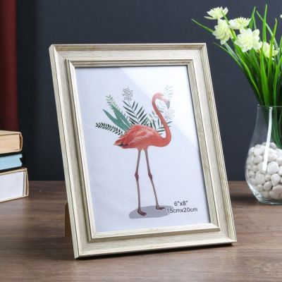 Фоторамка пластик 15х20 см "Базиль" выбеленный дуб с золотым обрамлением 24х19 см