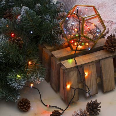 Гирлянда «Нить» 3.5 м, IP20, тёмная нить, 50 ламп, свечение мульти, 8 режимов, 220 В