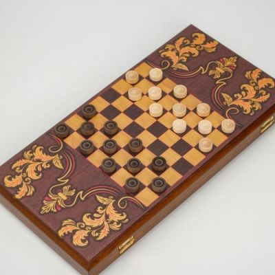 Нарды "Настоящему мужчине", деревянная доска 40х40 см, с полем для игры в шашки, микс