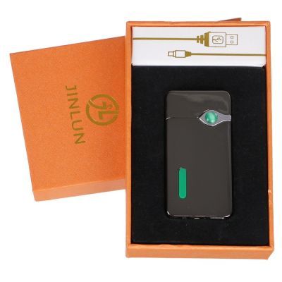 Зажигалка электронная, USB с индикатором, спираль, стальная, 7.5х12 см