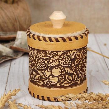 Туес для специй «Ягоды», специи, 8х8х9 см, береста