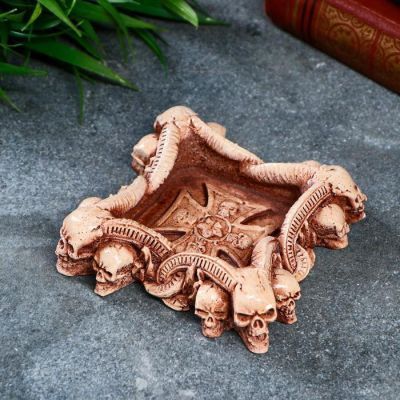 Подставка для мелочей "Черепа №3" бежевая, 3х10,5х10,5см