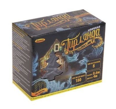 Гирлянда уличная "Бахрома" (Ш:4 м, В:0,6 м, нить темная, мульти)