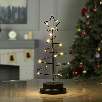 Светодиодная фигура «Ёлка чёрная» 15 × 31 × 15 см, металл, батарейки АААх3 (не в комплекте), свечение тёплое белое