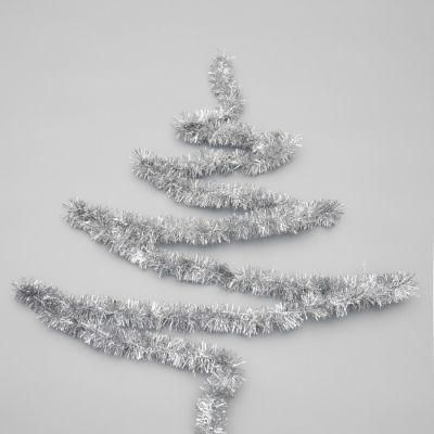 Гирлянда «Мишура» 2 м роса, IP20, серебристая нить, 44 LED, 8 слоёв, d=3 см, свечение белое, ААх2