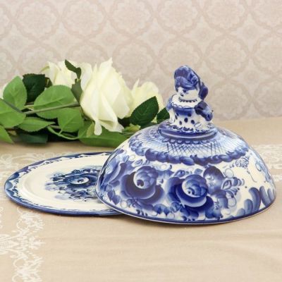 Блинница «Барышня», 24×24×19 см, гжель