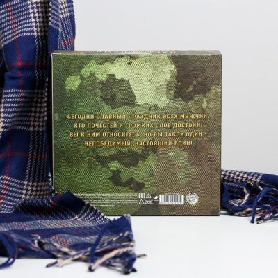 Набор "С Днём защитника Отечества!", теплый шарф (195х35 см) и ручка