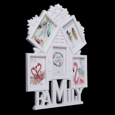 Фоторамка пластик на 5 фото 10х15 см "Окно в цветах. Семья" белая 49х38 см