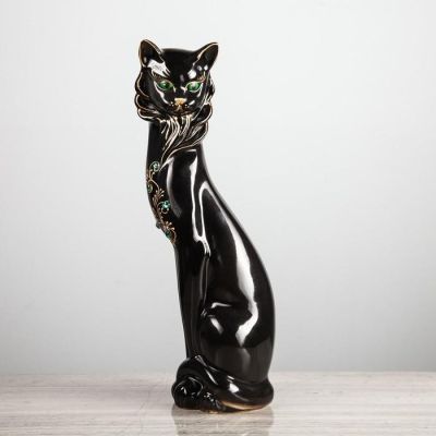 Копилка "Кошка Сиамская", глазурь, чёрная, 43 см
